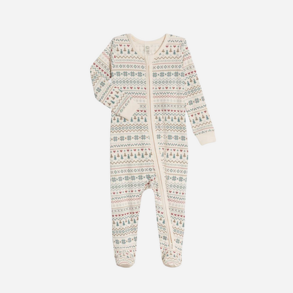 Colored Organics - Baby Peyton Footed Sleeper - Fairisle/Teal