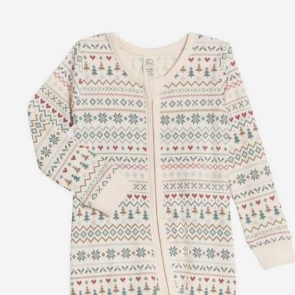 Colored Organics - Baby Peyton Footed Sleeper - Fairisle/Teal