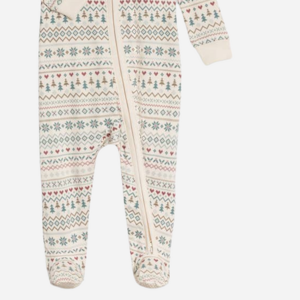 Colored Organics - Baby Peyton Footed Sleeper - Fairisle/Teal