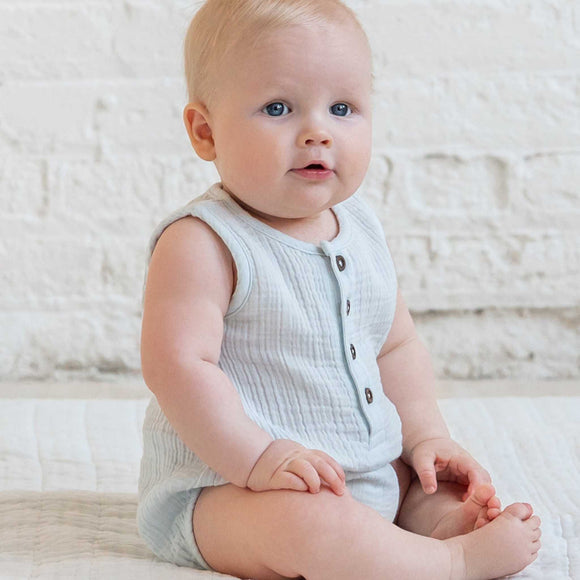 Colored Organics - Bowie Muslin Bubble Romper - Powder