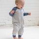 Colored Organics - Brix Henley Romper - Summit Stripe Denim
