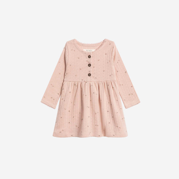 Colored Organics - Bryn Brushed Back Pointelle Henley Dress - Haran Floral