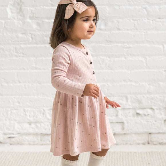 Colored Organics - Bryn Brushed Back Pointelle Henley Dress - Haran Floral