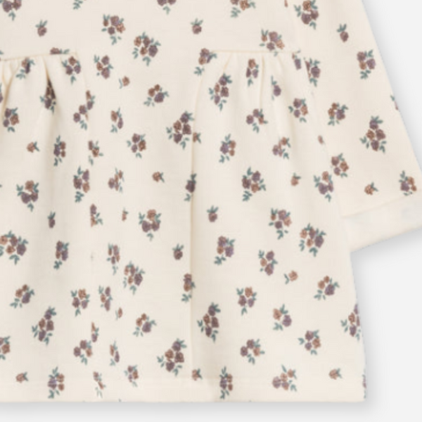 Colored Organics - Fran Fleece Cuff Sleeve Dress -Tempe Floral / Fog + Chestnut