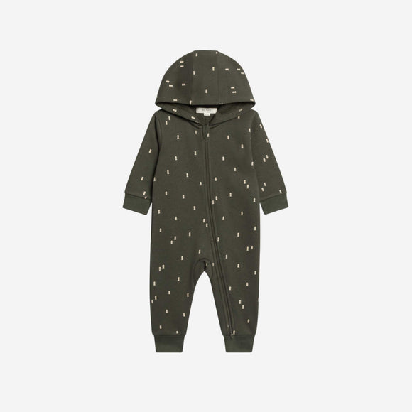 Colored Organics - Greer Fleece Hooded Zipper Romper - Bent / Pine