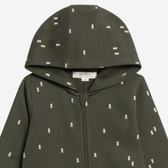 Colored Organics - Greer Fleece Hooded Zipper Romper - Bent / Pine