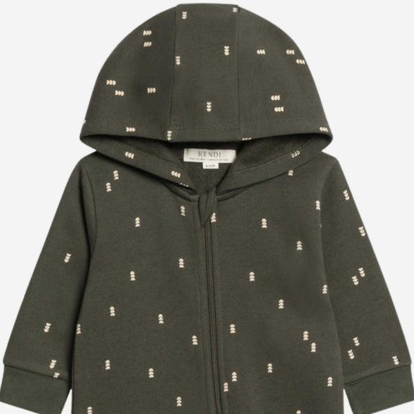 Colored Organics - Greer Fleece Hooded Zipper Romper - Bent / Pine