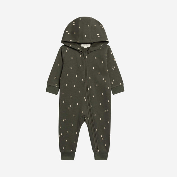 Colored Organics - Greer Fleece Hooded Zipper Romper - Bent / Pine