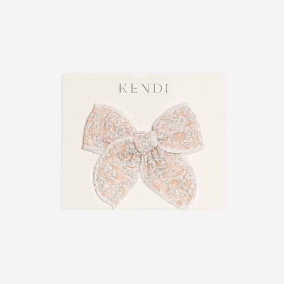 Colored Organics - Muslin Bow Clip - Belmont Floral / Shell + Powder