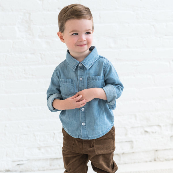 Colored Organics - Hayes Chambray Long Sleeve Collared Shirt