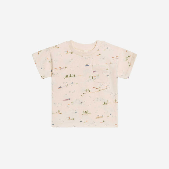 Colored Organics - Hollis Drop Shoulder Tee - Lake / Barn + Mint