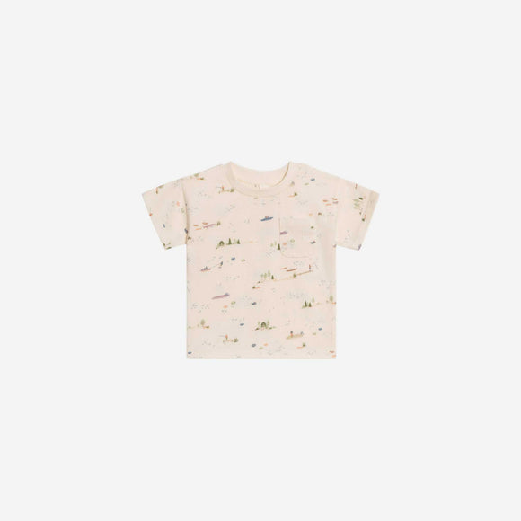 Colored Organics - Hollis Drop Shoulder Tee - Lake / Barn + Mint