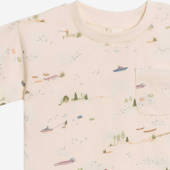 Colored Organics - Hollis Drop Shoulder Tee - Lake / Barn + Mint