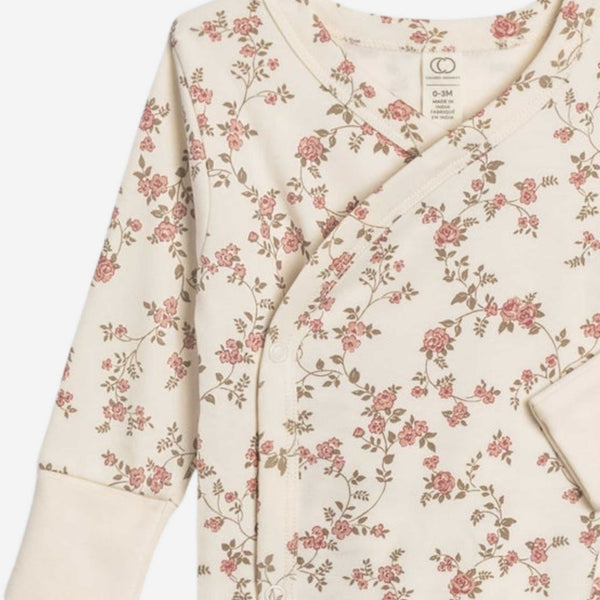 Colored Organics - Indy Kimono Gown - Agnes Floral / Raspberry + Mauve