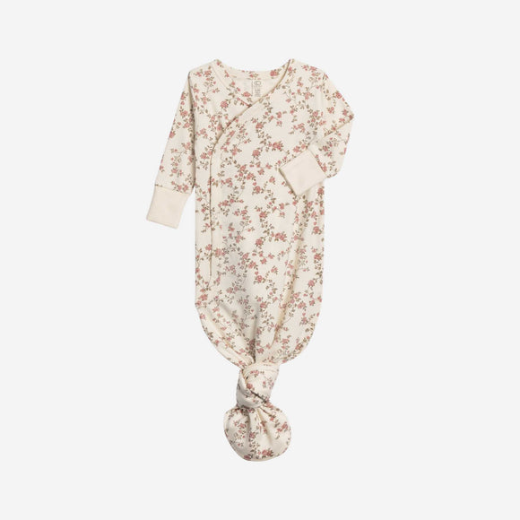 Colored Organics - Indy Kimono Gown - Agnes Floral / Raspberry + Mauve