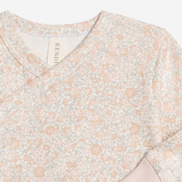 Colored Organics - Indy Kimono Gown - Belmont Floral / Powder + Shell