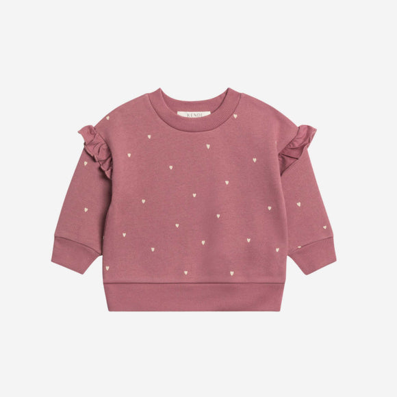 Colored Organics - Jamie Fleece Bubble Romper - Hearts / Raspberry