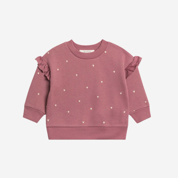 Colored Organics - Jamie Fleece Bubble Romper - Hearts / Raspberry