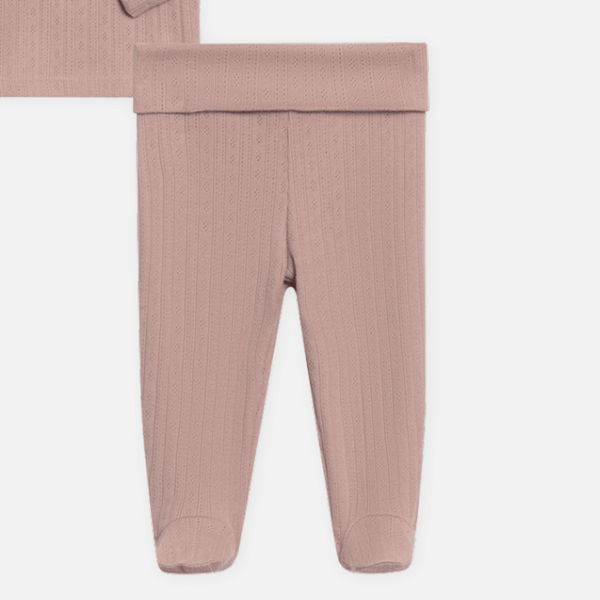 Colored Organics - Lacy Brushed Pointelle Kimono Top & Pant - Wren