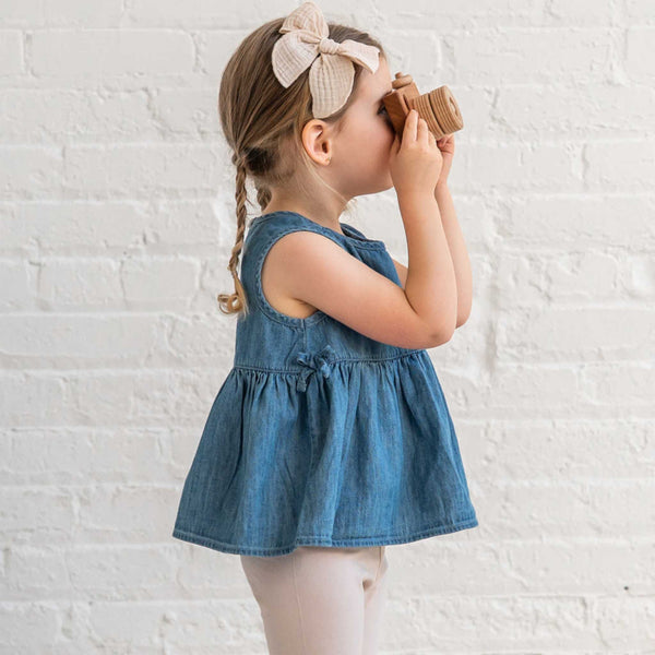 Colored Organics - Lana Chambray Ruffle and Bow Tank