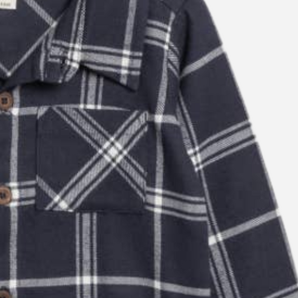 Colored Organics - Lev Flannel Long Sleeve Collared Shirt - Navy Plaid