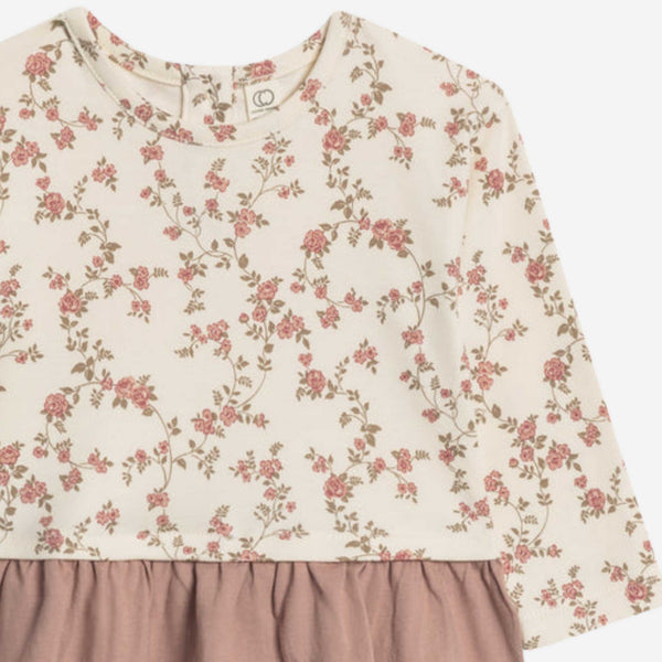 Colored Organics - Lily Long Sleeve Ruffle Hem Top - Agnes Floral / Mauve