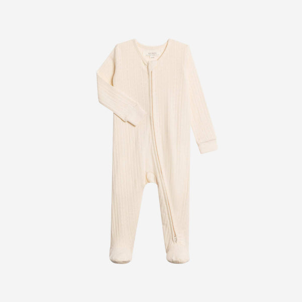 Colored Organics - Maya Pointelle Footed Zip Sleeper - Ivory
