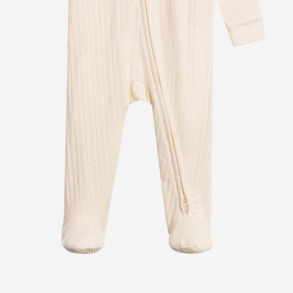 Colored Organics - Maya Pointelle Footed Zip Sleeper - Ivory