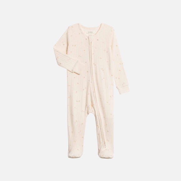 Colored Organics - Maya Pointelle Footed Zip Sleeper - Loren Floral