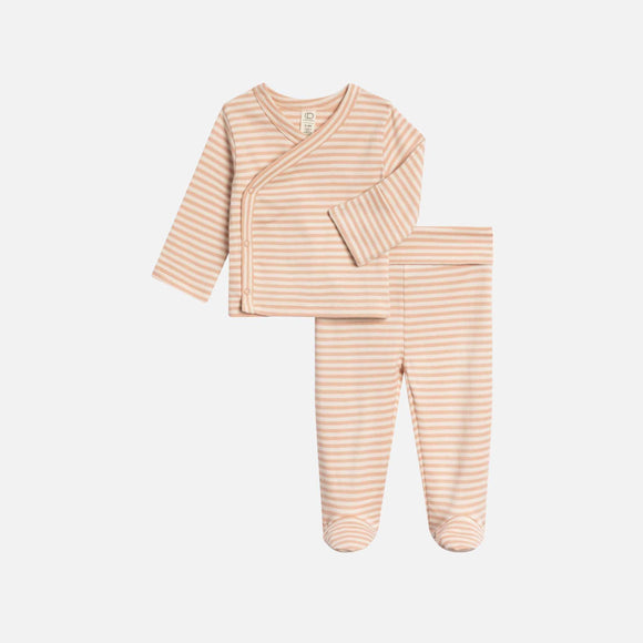 Colored Organics - Riley 2 Piece Kimono Wrap Top and Pant Set - Ballet Stripe