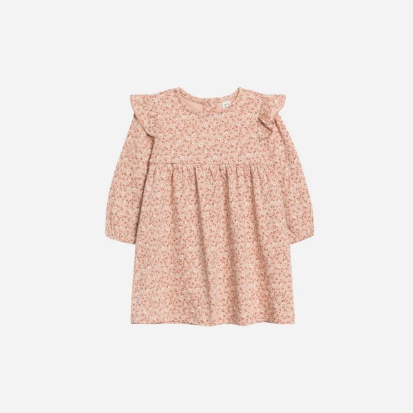 Colored Organics - Mika Ruffle Long Sleeve Dress - Zinnia Floral / Blush