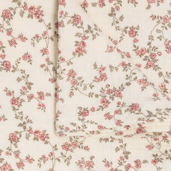 Colored Organics - Muslin Swaddle Blanket - Agnes Floral / Raspberry + Mauve