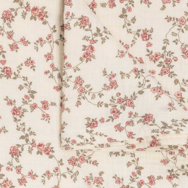 Colored Organics - Muslin Swaddle Blanket - Agnes Floral / Raspberry + Mauve