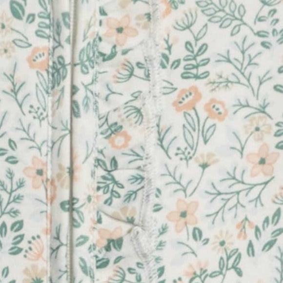 Colored Organics - Neve Ruffle Zipper Footed Romper - Merion Floral / Laguna + Shell