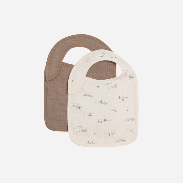 Colored Organics - Organic 2-Pack Muslin Bibs - Desert + Taupe