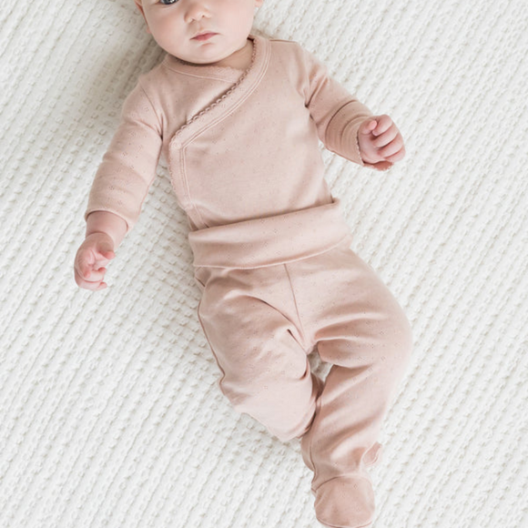 Colored Organics - Organic Baby Chloe Pointelle Footed Pant - Ballet