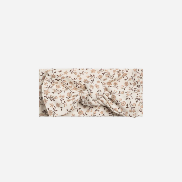 Colored Organics - Organic Baby Hattie Knot Bow Wrap - Primrose Floral/Chestnut