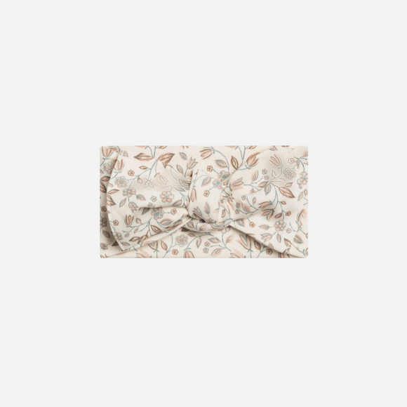 Colored Organics - Organic Baby Hattie Knot Bow Wrap - Yuma Floral/Teal+Taupe