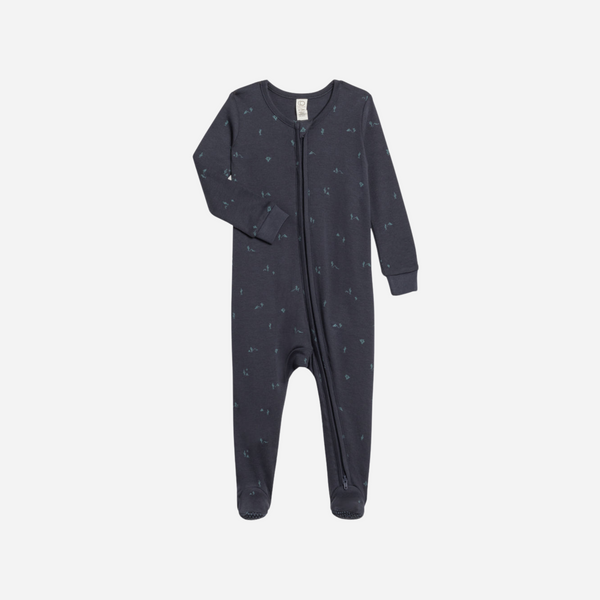 Colored Organics - Organic Baby Peyton Footed Sleeper - Cactus/Navy+Teal