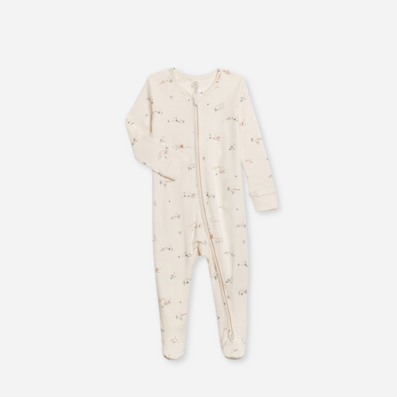 Colored Organics  - Organic Baby Peyton Footed Sleeper - Desert / Teal + Taupe