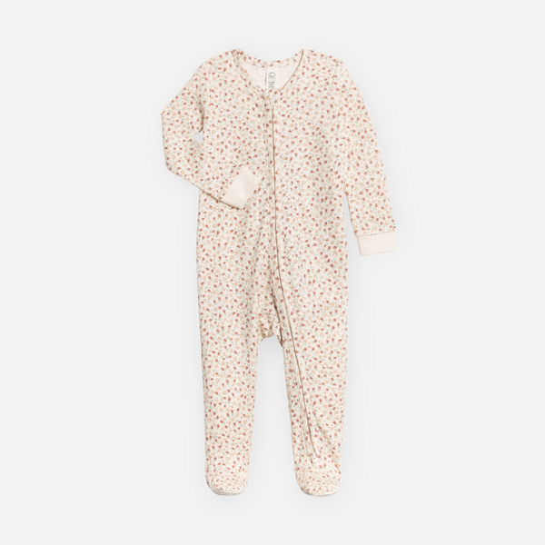 Colored Organics - Colored Organics - Organic Baby Peyton Footed Sleeper - Joy Floral / Berry