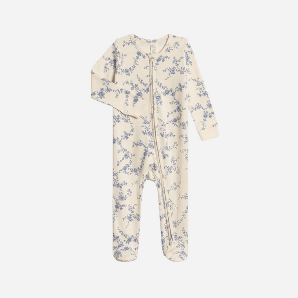 Colored Organics - Organic Baby Peyton Footed Sleeper - Serena Floral / Rain