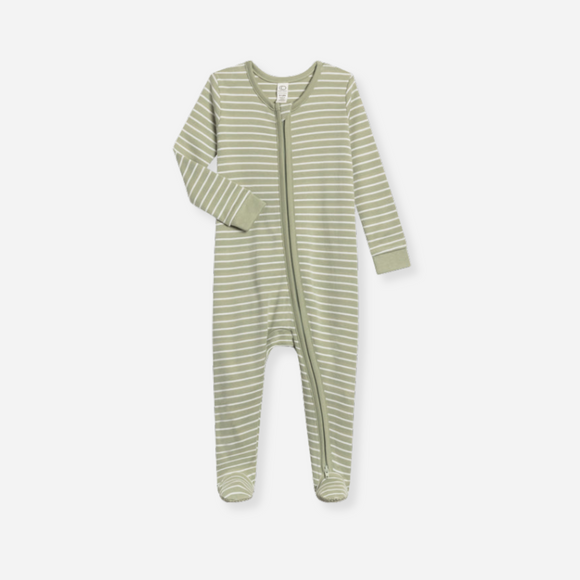 Colored Organics - Organic Baby Peyton Zipper Sleeper - Davis Stripe / Mint