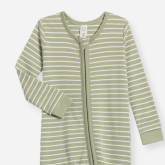 Colored Organics - Organic Baby Peyton Zipper Sleeper - Davis Stripe / Mint