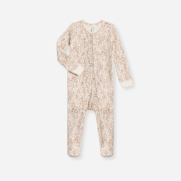Colored Organics - Organic Baby Peyton Zipper Sleeper - Marine Floral/Dusty Mauve