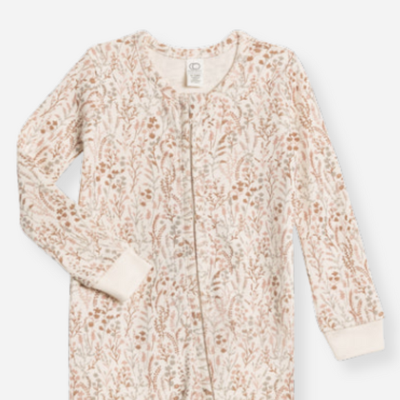 Colored Organics - Organic Baby Peyton Zipper Sleeper - Marine Floral/Dusty Mauve