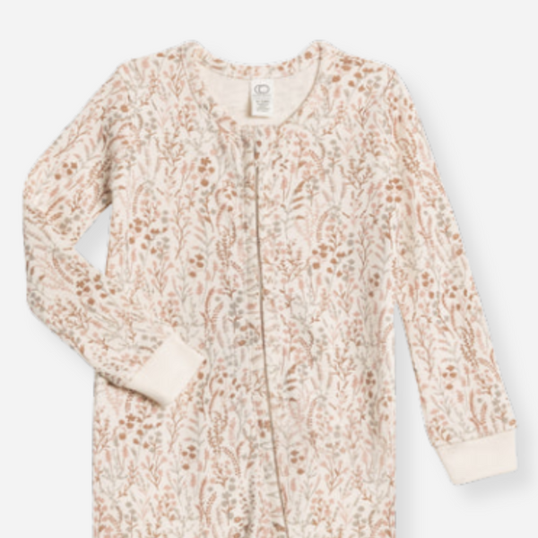 Colored Organics - Organic Baby Peyton Zipper Sleeper - Marine Floral/Dusty Mauve