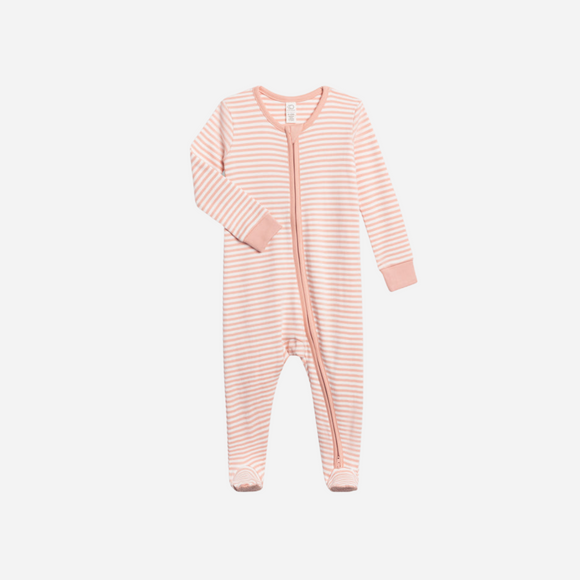 Colored Organics - Organic Baby Peyton Zipper Sleeper - Pink Stripe