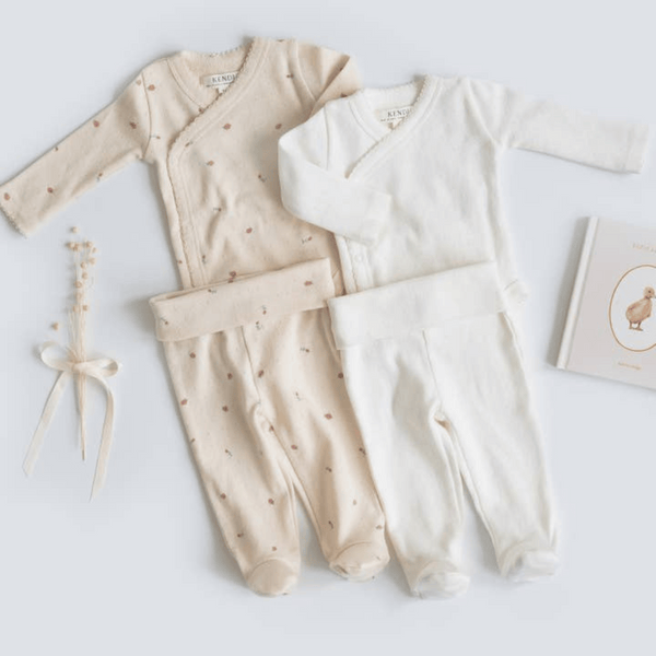 Colored Organics - Organic Baby Rose Pointelle Kimono Bodysuit - Pia Floral