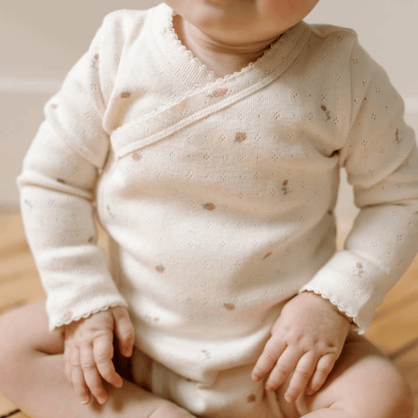 Colored Organics - Organic Baby Rose Pointelle Kimono Bodysuit - Pia Floral